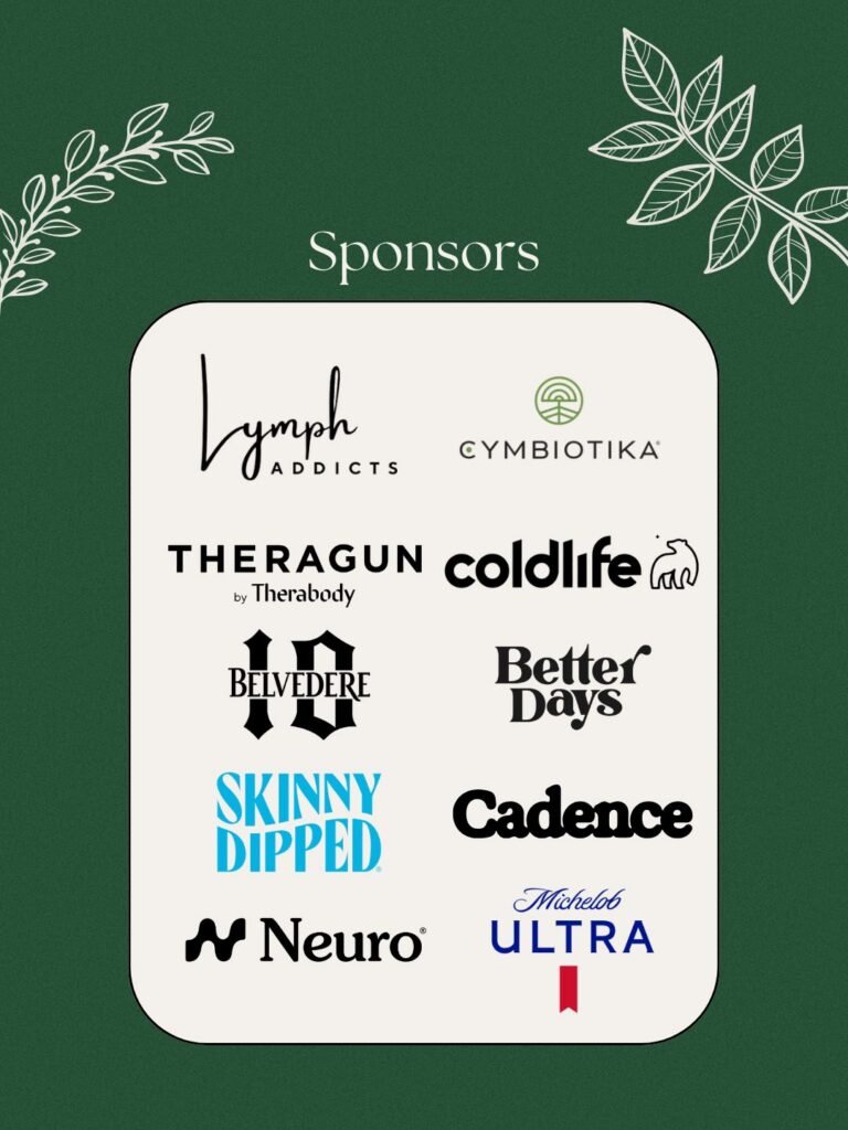 Sponsor board displaying partner brands for the Sunday Circuit wellness experience at LIV Beach.